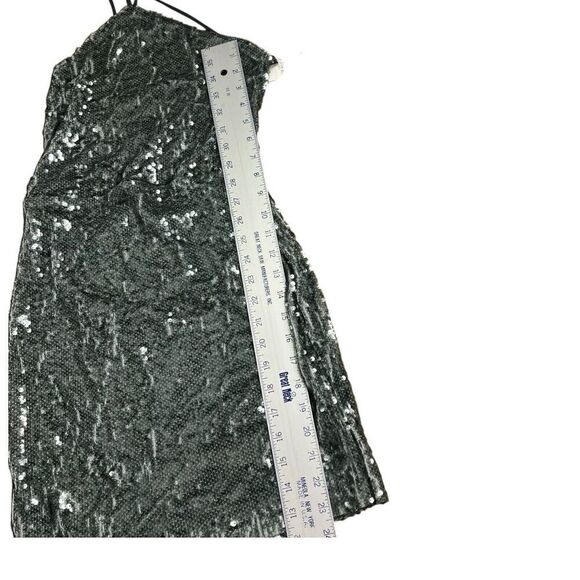 Zara Dress L Gray Silver Sequin Mini Open Back Halter Sexy Club Party 1131/813 - Picture 3 of 13